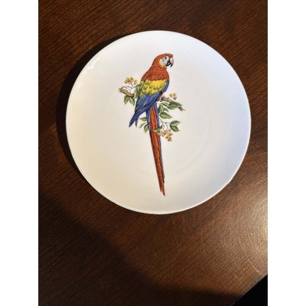 Schumann Arzberg Bavaria Parrot Salad Plate 8" Golden Crown E&R Germany